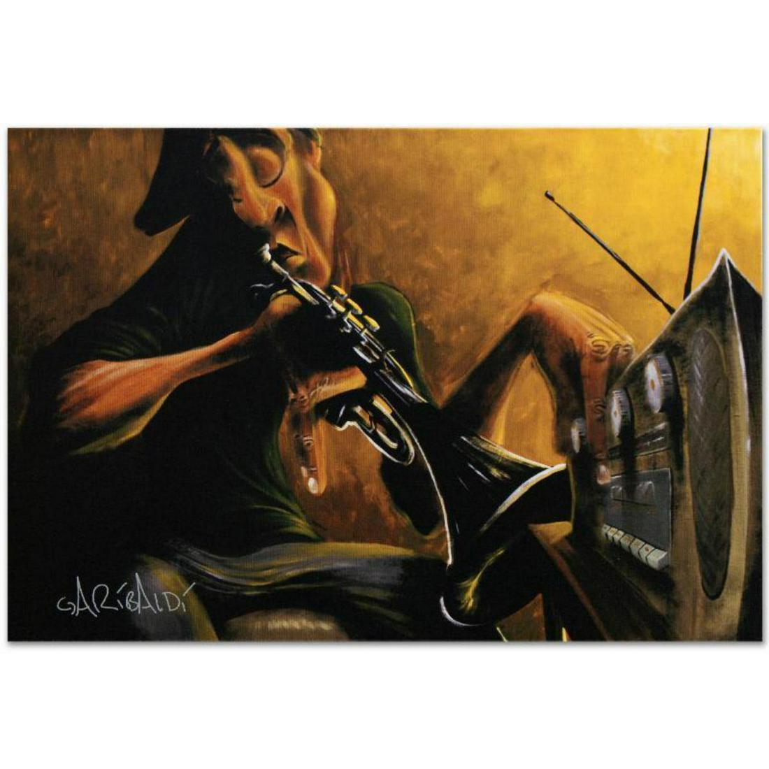 "Urban Tunes" Limited Edition Giclee on Canvas by David: Combining his passions for music and art, David Garibaldi creates visual poetry. "Urban Tunes" is a limited edition giclee on stretched canvas, R numbered and bearing the artist's authorized signature