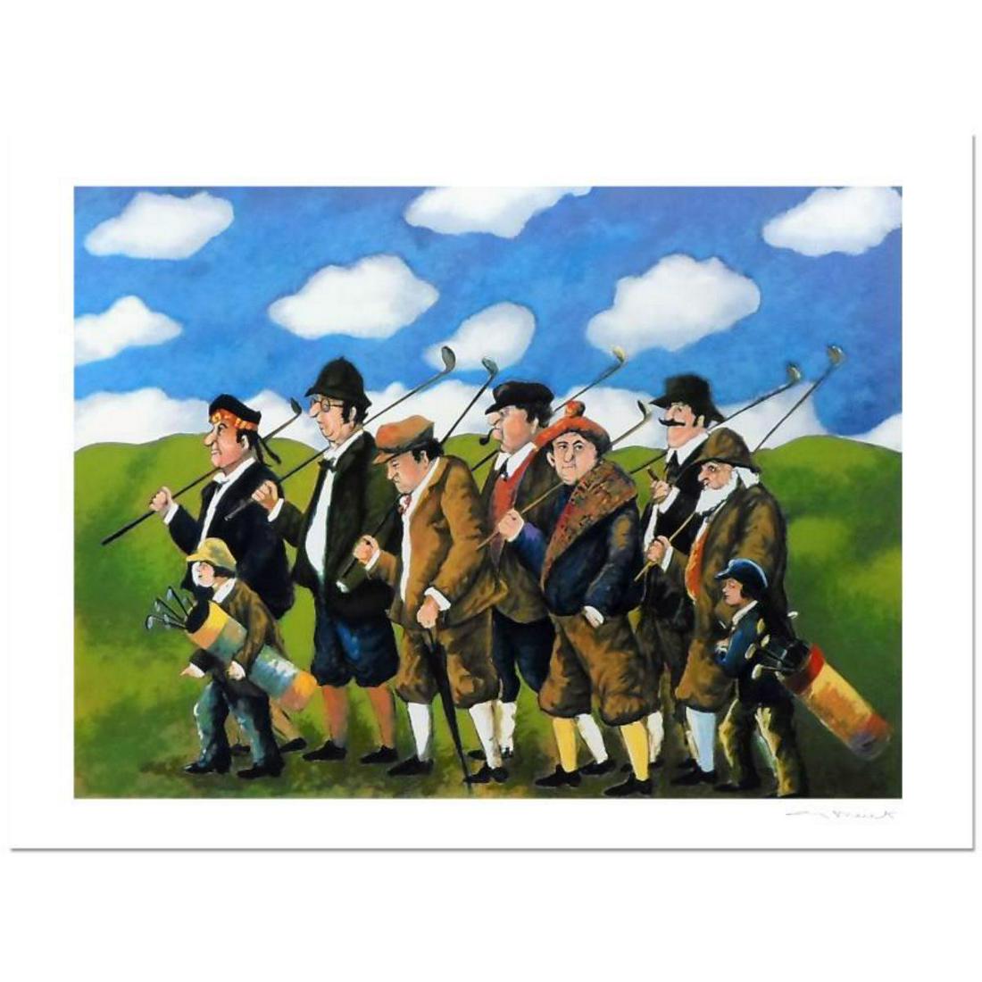Guy Buffet, "Gang On The Move" Limited Edition: "Gang On The Move" is a limited edition serigraph on paper by Guy Buffet. It is numbered, hand-signed by the artist, and comes with a Certificate of Authenticity. Measures approx. 37.5" x 28" (image).