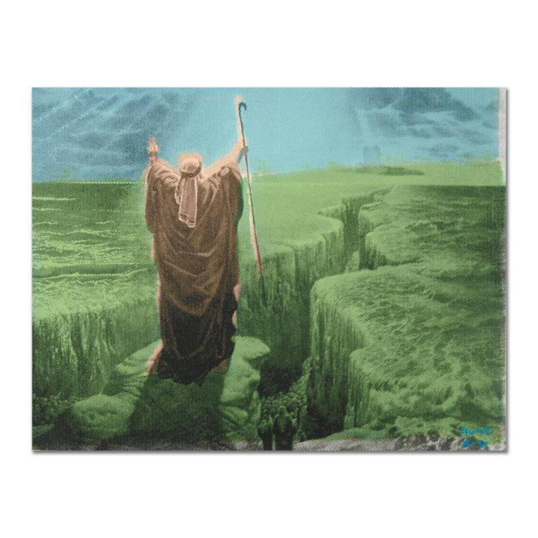 Ringo (Protege of Andy Warhol's Apprentice, Steve: "Moses" is a one-of-a-kind hand-pulled silkscreen and mixed media painting on canvas by Ringo - protege of Andy Warhol's apprentice, Steve Kaufman. This piece is hand signed by the artist and Includes