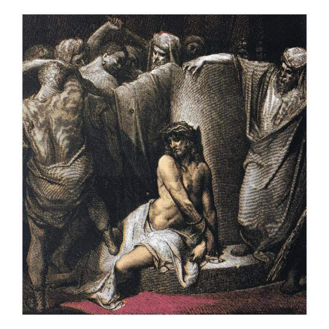 Steve Kaufman (1960-2010) "Jesus, State Two" One of a: "Jesus, State Two" is a one of a kind, hand painted, silkscreen on canvas by Andy Warhol protege Steve Kaufman (1960-2010). The piece is numbered and hand signed by the artist and accompanied by a Cer