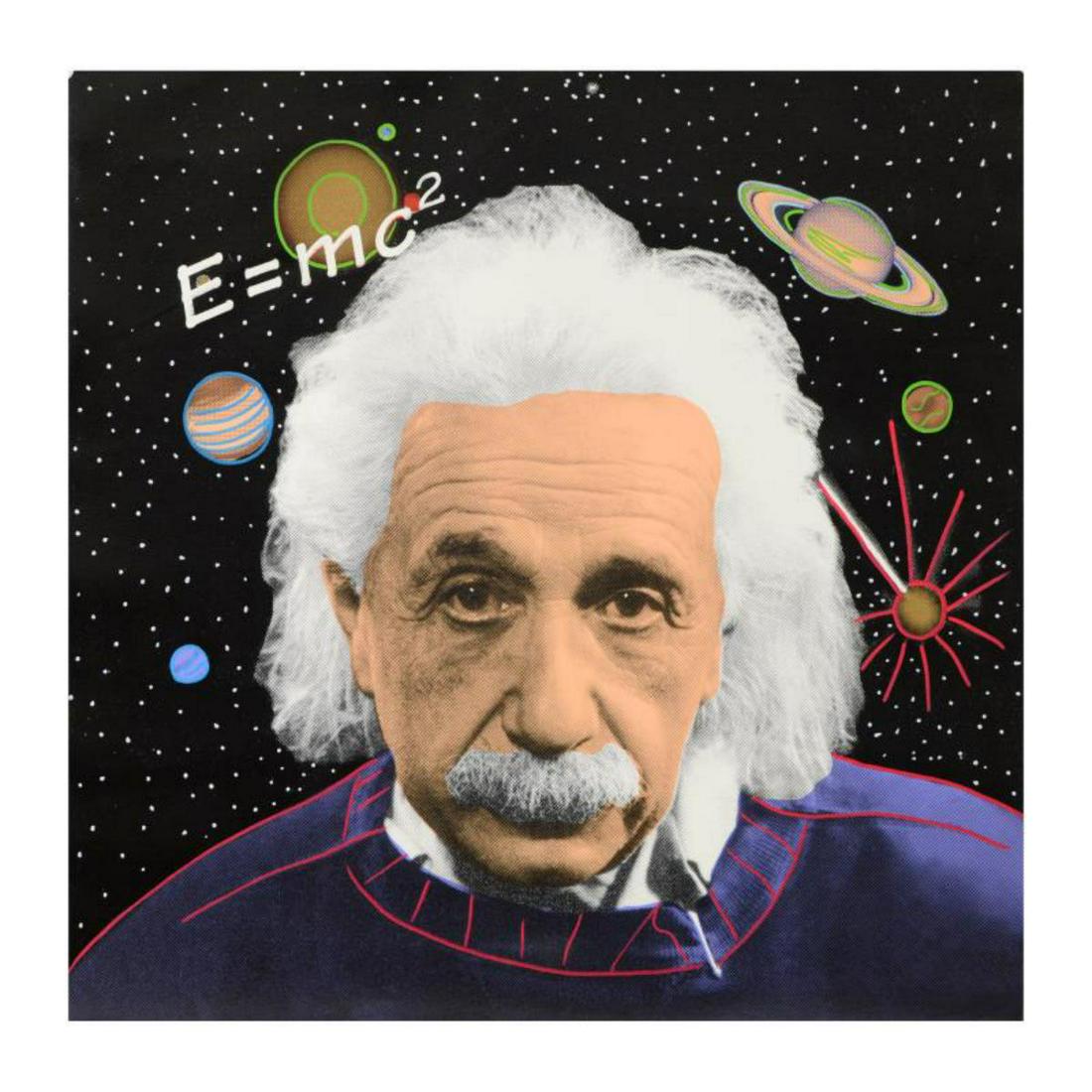 Steve Kaufman (1960-2010), "Einstein" Hand Painted: "Einstein" is a hand painted limited edition silkscreen on canvas from an HC edition by Andy Warhol protege Steve Kaufman (1960-2010). This piece is hand signed inverso. Includes Certificate of Authen