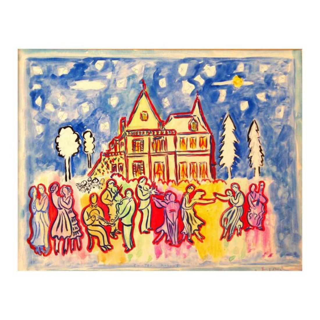 Wayne Ensrud "Chateau Ausone" Mixed Media Original: "Chateau Ausone" is an original Mixed Media on Board by Wayne Ensrud. The piece is hand signed by the artist and comes with a Certificate of Authenticity. Measures approximately 20" x 24". Reference #