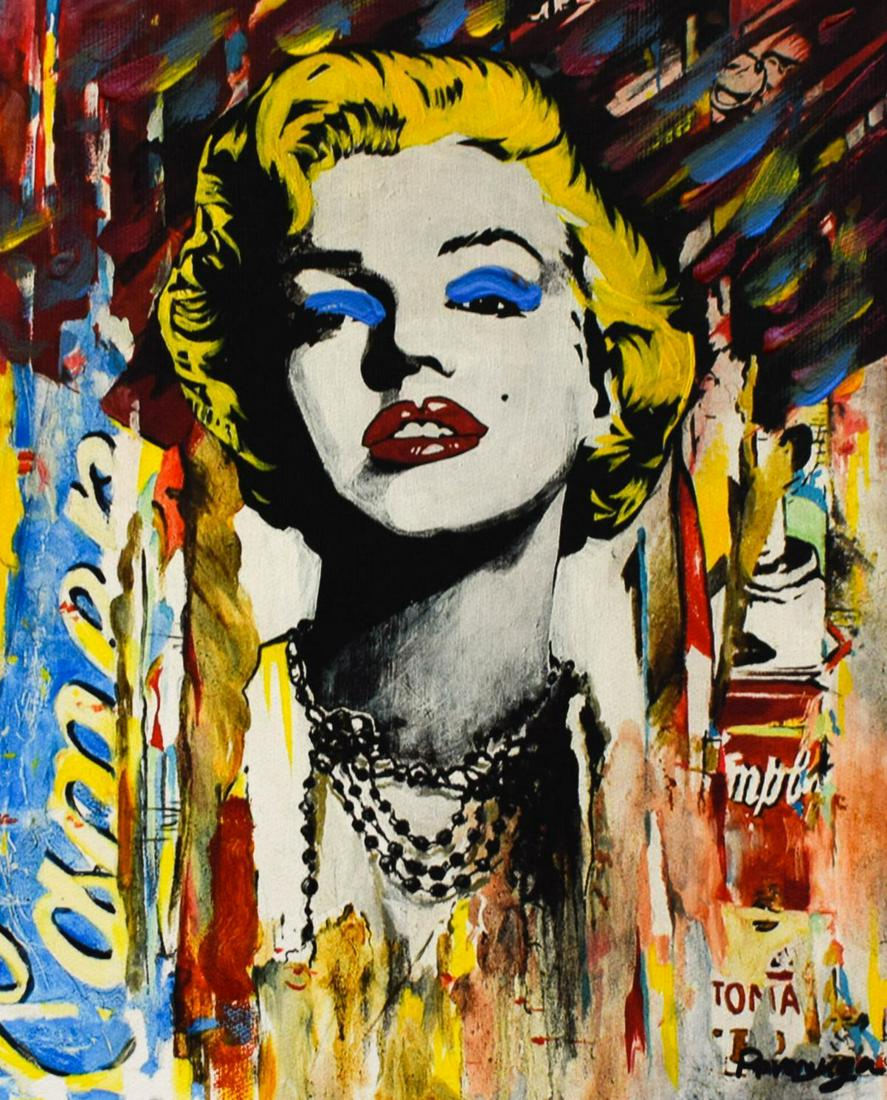 Nastya Rovenskaya- Mixed Media "Marilyn Monroe II": Artist: Nastya Rovenskaya. Medium: Mixed Media. Title: Marilyn Monroe II. Size (Unframed): 10" x 8". Certificate of Authenticity: From the publisher. Additional: Original one of a kind. Unframed. Refe