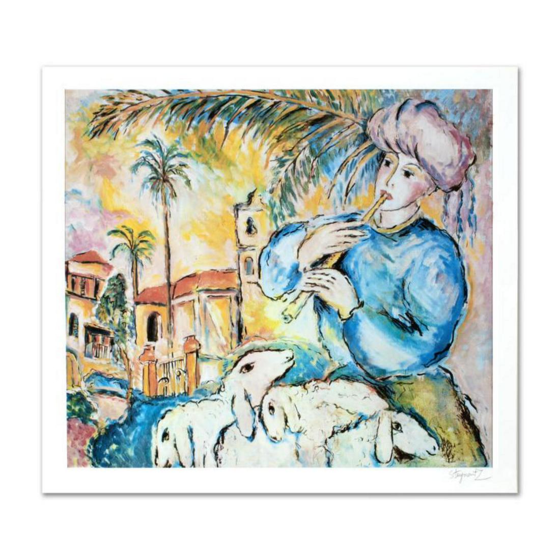 "Jaffa" Limited Edition Lithograph by Zamy Steynovitz: With soft, sweeping brush strokes and a delicate color palette, Zamy Steynovitz (1951-2000) created sweet, romantic artwork. "Jaffa" is a limited edition offset lithograph on paper, numbered and hand 