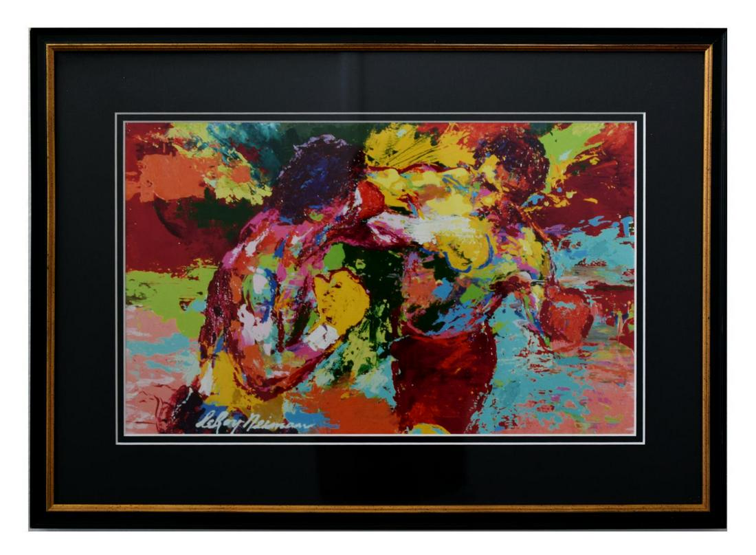 LeRoy Neiman- Offset Lithograph "Rocky Vs. Apollo": Artist: LeRoy Neiman. Medium: Offset Lithograph. Title: Rocky Vs. Apollo. Size (Unframed): 9" x 15". Size (Framed): 15" x 21". Reference# 11381.
