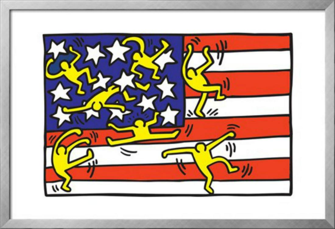 Keith Haring "Untitled Pop Art" Custom Framed: Artist: Keith Haring. Medium: Giclee. Title: Untitled Pop Art. Frame Size: 38 x 26 inch