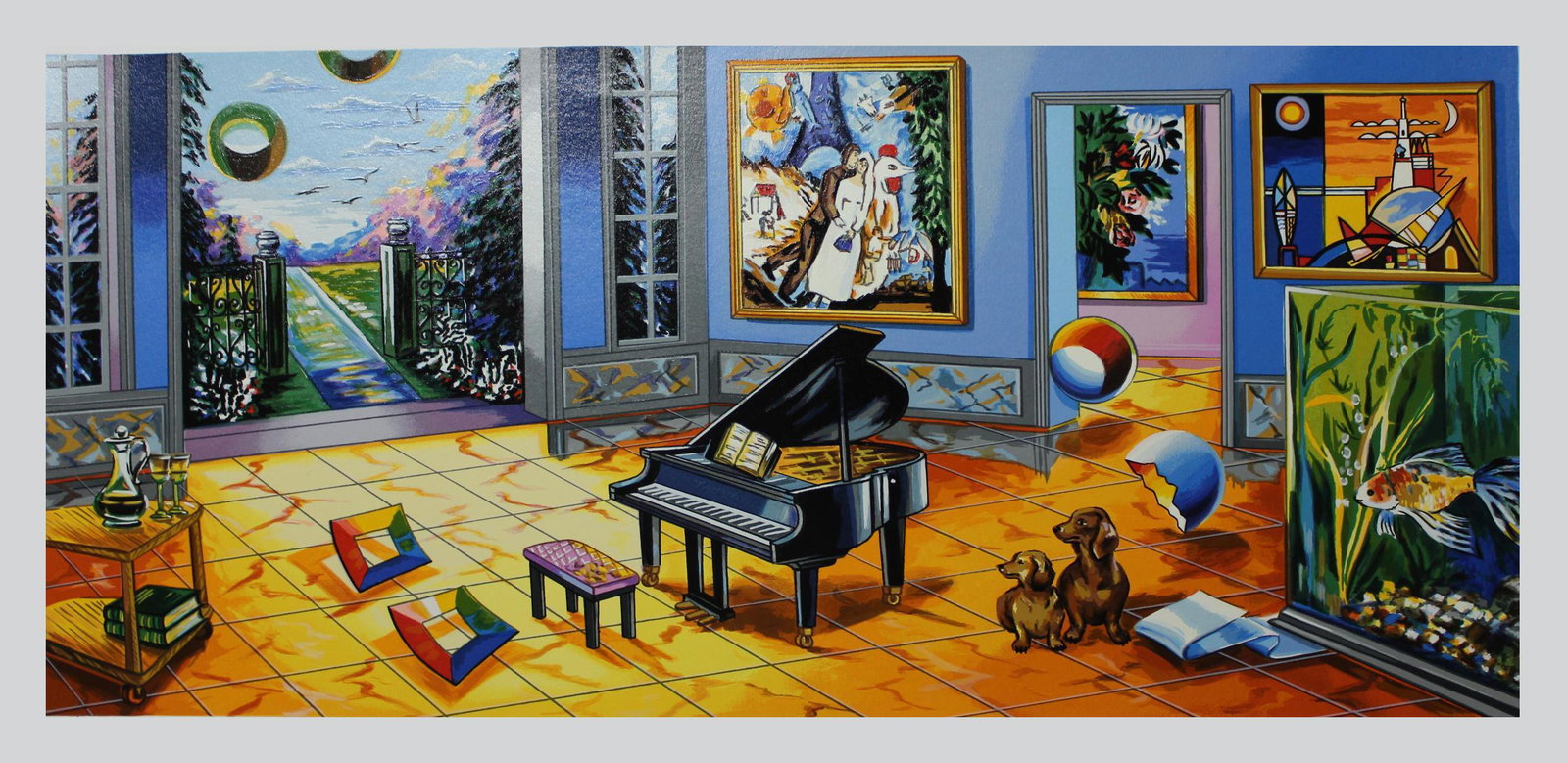Alexander Astahov- Original Serigraph on Paper "BLACK: Artist: Alexander Astahov. Medium: Original Serigraph on Paper. Title: BLACK PIANO. Size (Unframed): 17.5" x 36". Limited Edition: Edition of 375. Certificate of Authenticity: From the publisher.