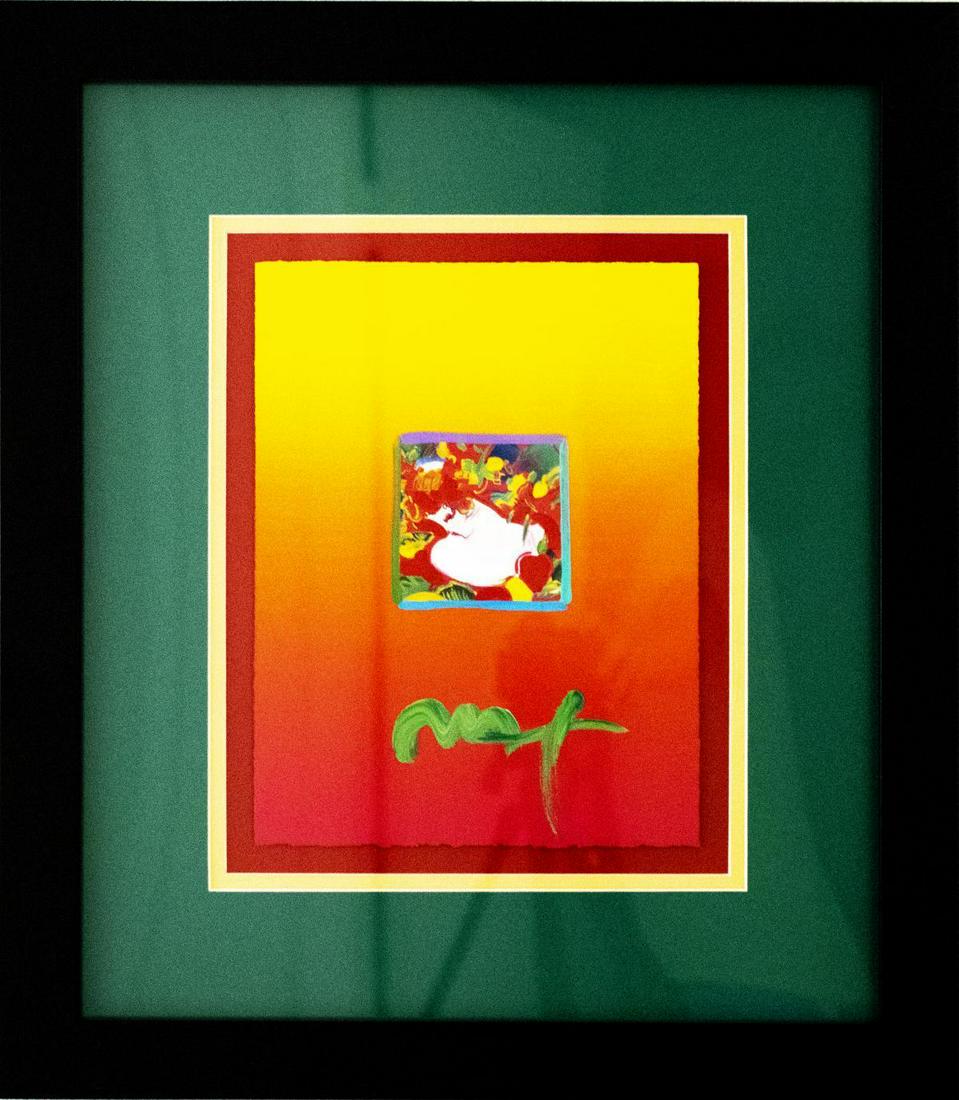 Peter Max- Original Mixed Media "Flower Blossom Lady: Artist: Peter Max. Medium: Original Mixed Media. Title: Flower Blossom Lady 2010 Ver. I #7. Size (Unframed): 11" x 8.5". Size (Framed): 21" x 18". Certificate of Authenticity: From Max Studios. Additi