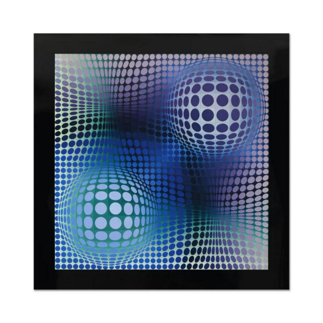 Victor Vasarely (1908-1997), "Feny" Heliogravure Print,: "Feny" is a heliogravure print on paper from the Editions du Griffon (1974) by Victor Vasarely (1908-1997). This piece is titled inverso. Measures approx. 23.5" x 23.5" (image). Reference #: 235994.