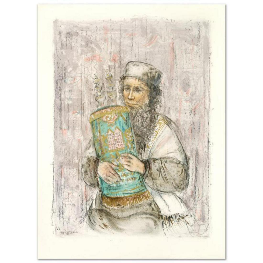 "Israeli Rabbi" Limited Edition Lithograph by Edna: "Israeli Rabbi" is a limited edition lithograph on paper, numbered and hand signed by Edna Hibel. Includes Certificate of Authenticity! Measures approx. 22" x 30" (with border), 18.5" x 26" (image). R