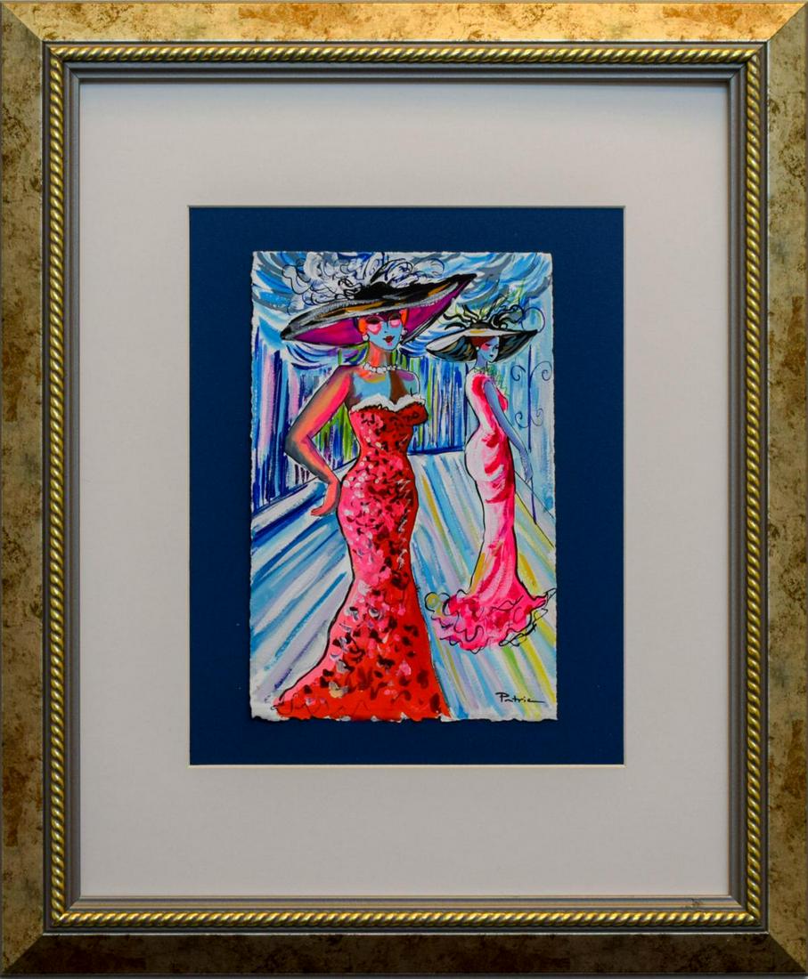 Patricia Govezensky- Original Watercolor "Bal MasquÃ©": Artist: Patricia Govezensky. Medium: Original Watercolor. Title: Bal MasquÃ©. Size (Unframed): 11" x 7.5". Size (Framed): 23.5" x 19.5". Certificate of Authenticity: From the publisher. Additional: 