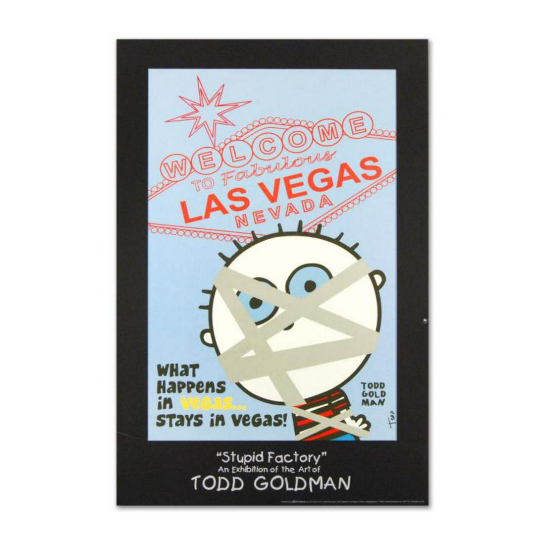 "What Happens in Vegas..." Fine Art Litho Poster Hand: ADD THE IRREVERENT ARTWORK OF WORLD-RENOWNED ARTIST TODD GOLDMAN TO YOUR COLLECTION! Pop artist Todd Goldman is known all across the globe for his whip-smart and wickedly funny puns and pictures! "Wha