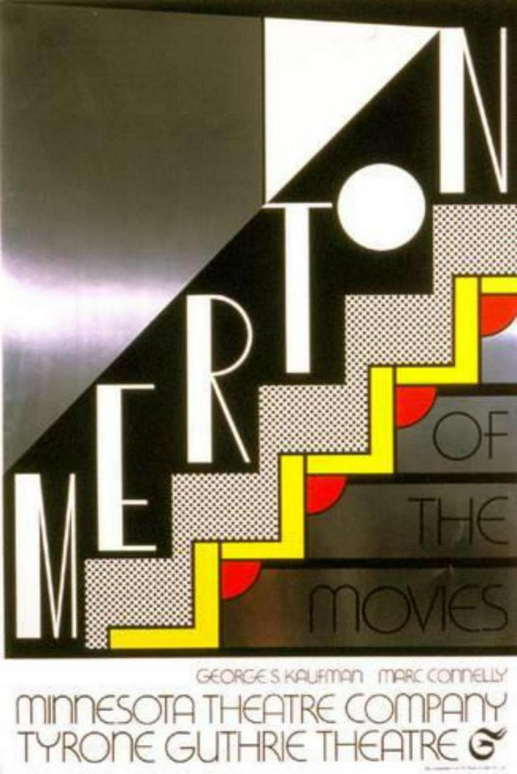 Roy Lichtenstein "Merton of the Movies " Serigraph: Artist: Roy Lichtenstein. Medium: Serigraph. Title: Merton of the Movies . Size: 20 x 30 in. Not Framed. Edition of 500. Color screen-print on silver foil, full margins. Published by the List Art Post