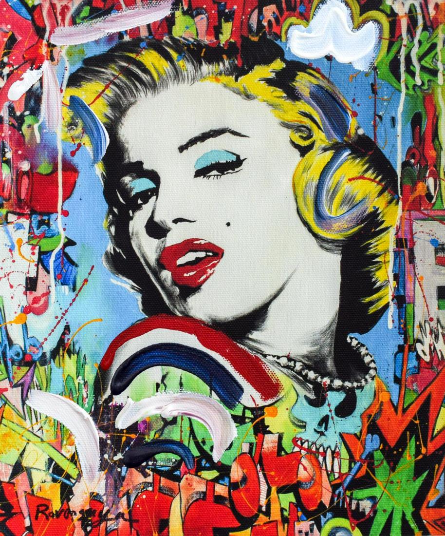 Nastya Rovenskaya- Mixed Media "Marilyn Monroe I": Artist: Nastya Rovenskaya. Medium: Mixed Media. Title: Marilyn Monroe I. Size (Unframed): 10" x 8". Certificate of Authenticity: From the publisher. Additional: Original one of a kind. Unframed. Refer