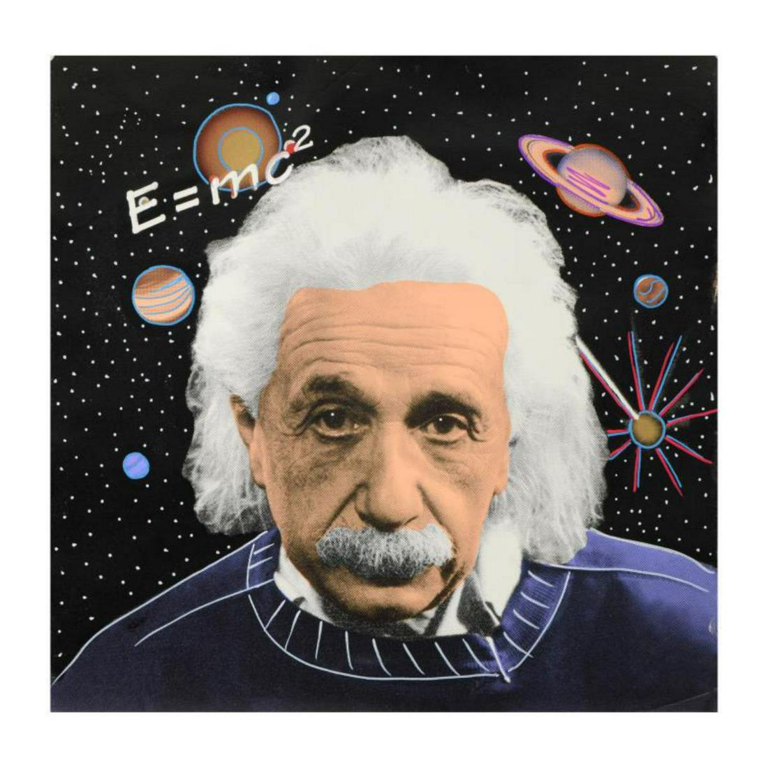 Steve Kaufman (1960-2010), "Einstein" Hand Painted: "Einstein" is a hand painted limited edition silkscreen on canvas from an HC edition by Andy Warhol protege Steve Kaufman (1960-2010). This piece is hand signed inverso. Includes Certificate of Authen