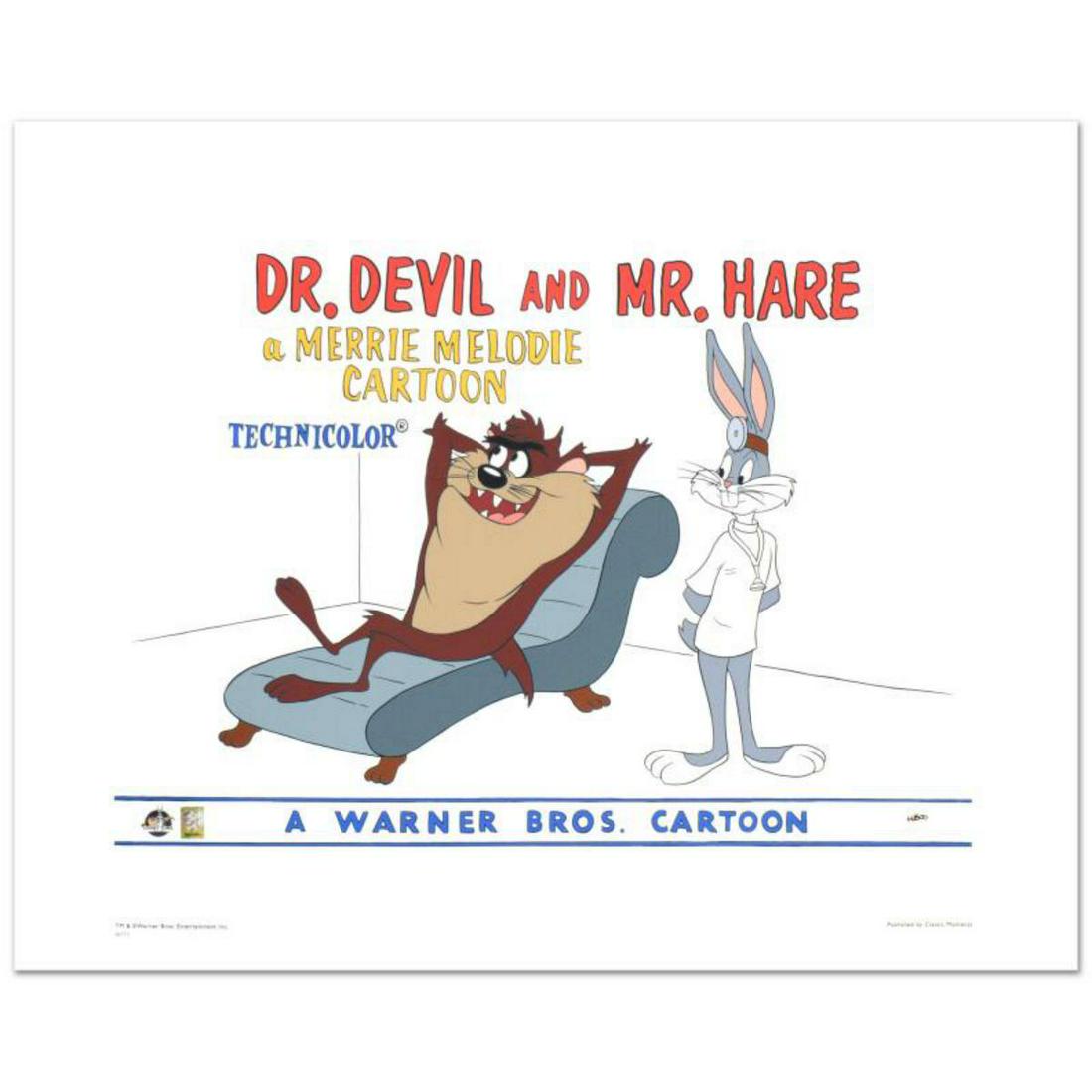 "Dr. Devil & Mr. Hare" Limited Edition Giclee from: "Dr. Devil & Mr. Hare" is a limited edition giclee on paper from Warner Bros., numbered with hologram seal of Authenticity. This image was originally used as a "lobby card" displayed in theater lobbie