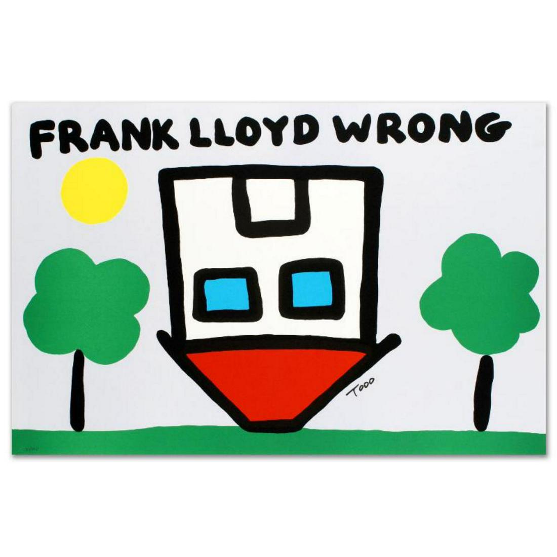"Frank Lloyd Wrong" Limited Edition Lithograph by Todd: Pop artist Todd Goldman is known all across the globe for his whip-smart and wickedly funny puns and pictures! "Frank Lloyd Wrong" pays slyly simple homage to revered architect icon Frank Lloyd Wright