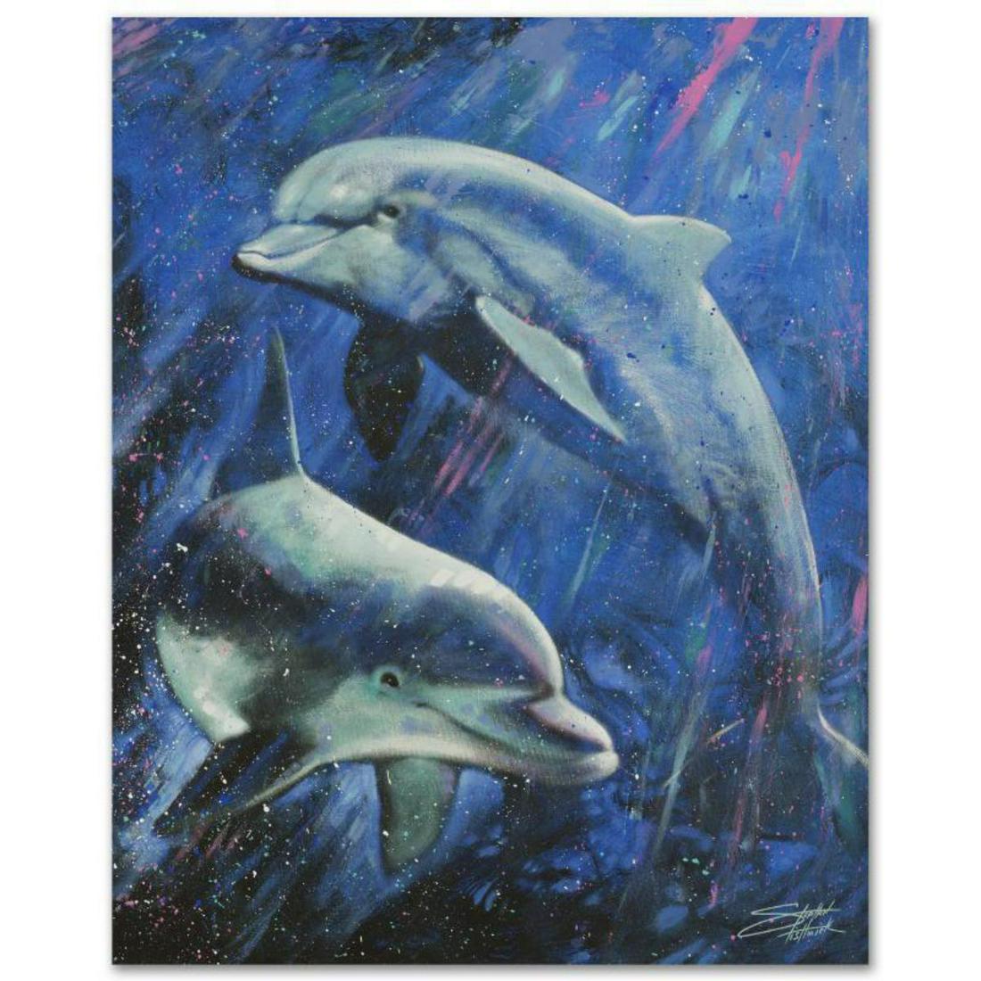 "Life Aquatic" Limited Edition Giclee on Canvas by: With bright colors and expressive lines, Stephen Fishwick puts a unique spin on pop culture portraits. "Life Aquatic" is a limited edition giclee on stretched canvas, numbered and bears the artist's a