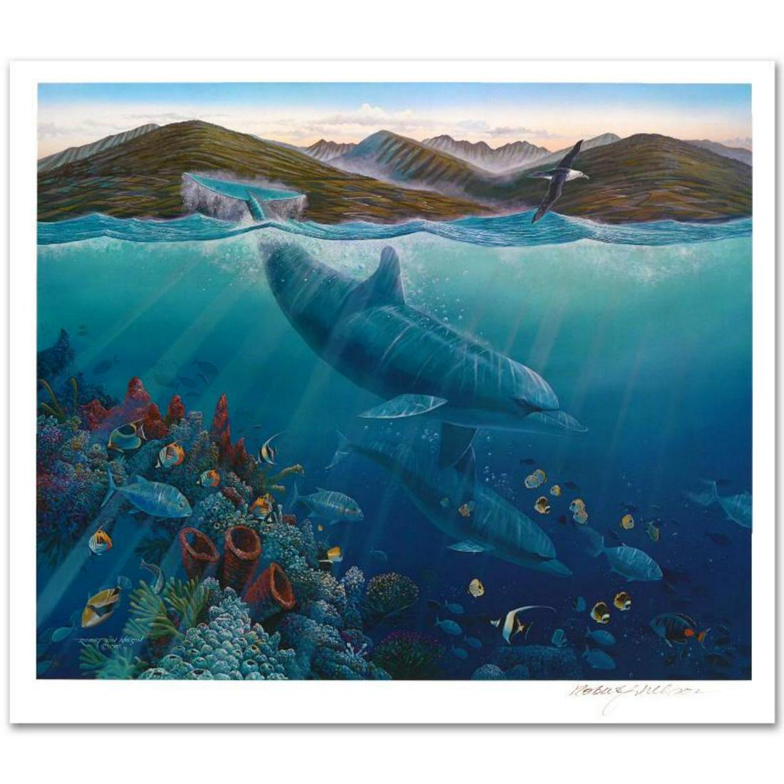 "Lahaina Sea Flight" Limited Edition Mixed Media by: Captivating audiences worldwide, Nelson dazzles all with his incredible use of color and depth. "Lahaina Sea Flight" is a limited edition mixed media on paper, numbered and hand signed by the artist! 