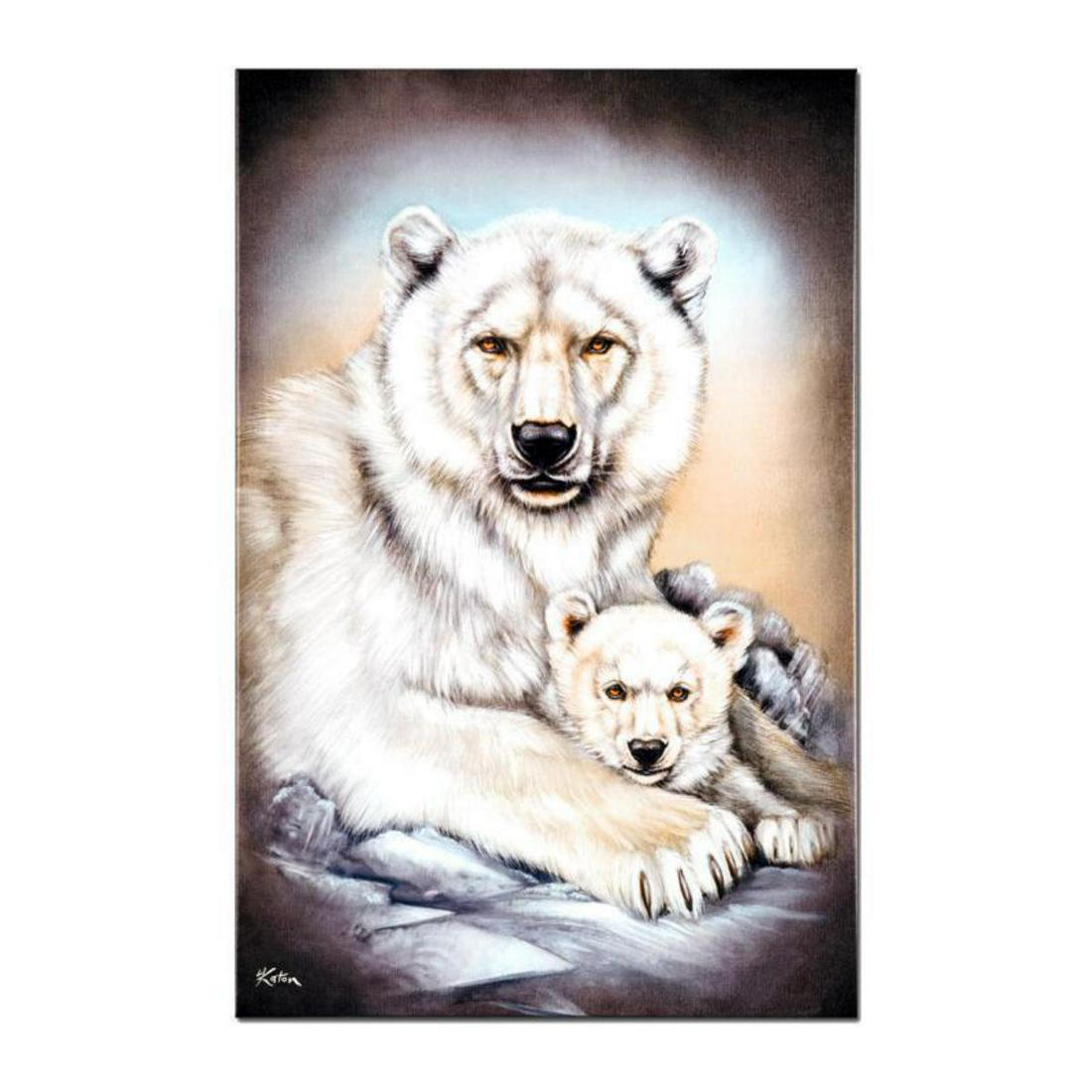 "Polar Bears" Limited Edition Giclee on Canvas by: "Polar Bears" is a limited edition giclee on canvas by Martin Katon, numbered and hand signed by the artist! This piece comes gallery wrapped. Includes Certificate of Authenticity! Measures approx. 16