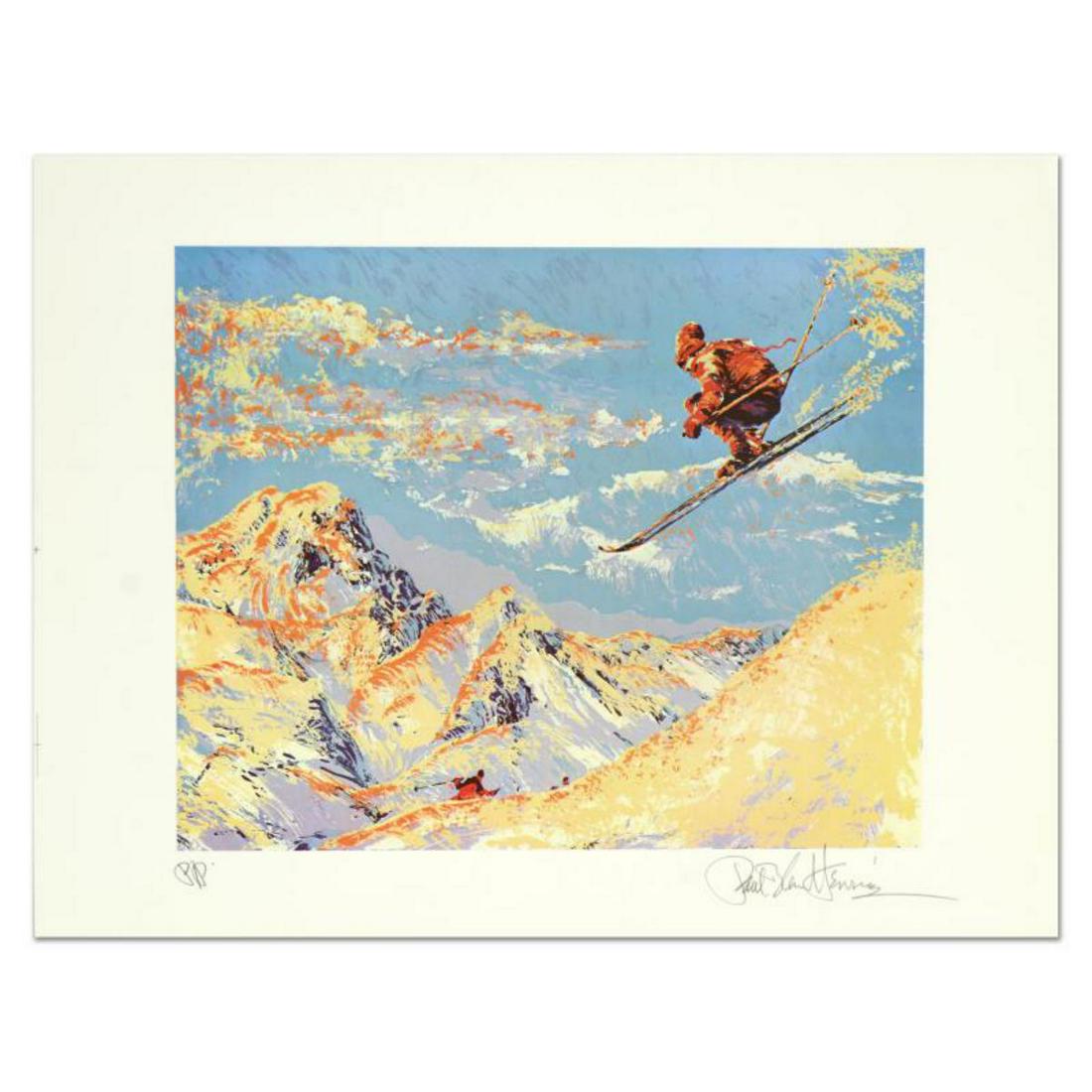 Paul Blaine Henrie (1932-1999), "The Sunset Skier": "The Sunset Skier" is a limited edition serigraph on paper by Paul Blaine Henrie (1932-1999) from a PP edition, hand signed by the artist. Includes Letter of Authenticity. Measures approx. 26" x 20" (
