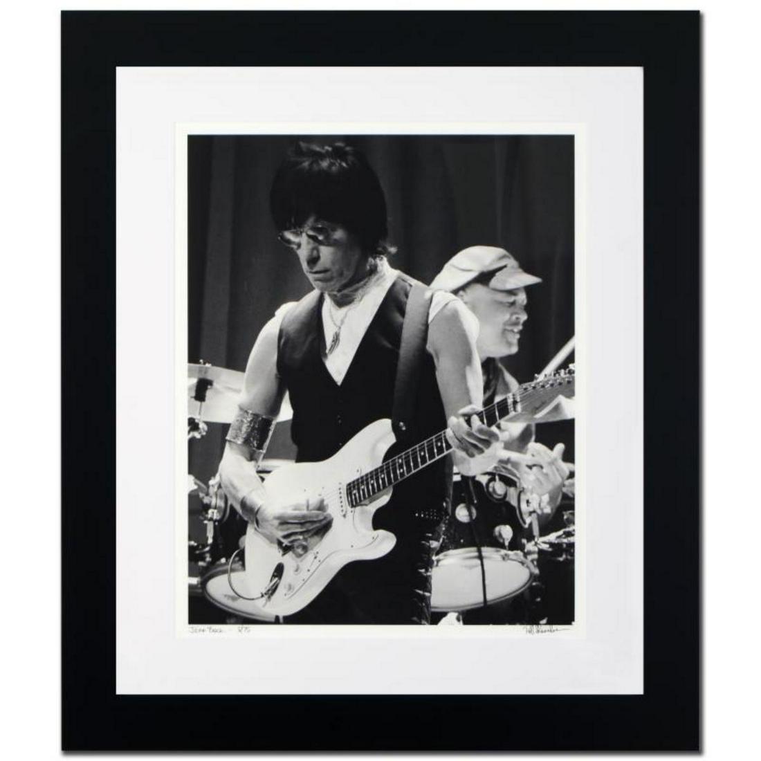 "Jeff Beck" Limited Edition Giclee by Rob Shanahan,: "Jeff Beck" is a limited edition giclee on paper, numbered and hand signed by acclaimed music industry photographer Rob Shanahan. This piece comes custom framed. Includes Certificate of Authenticity. 