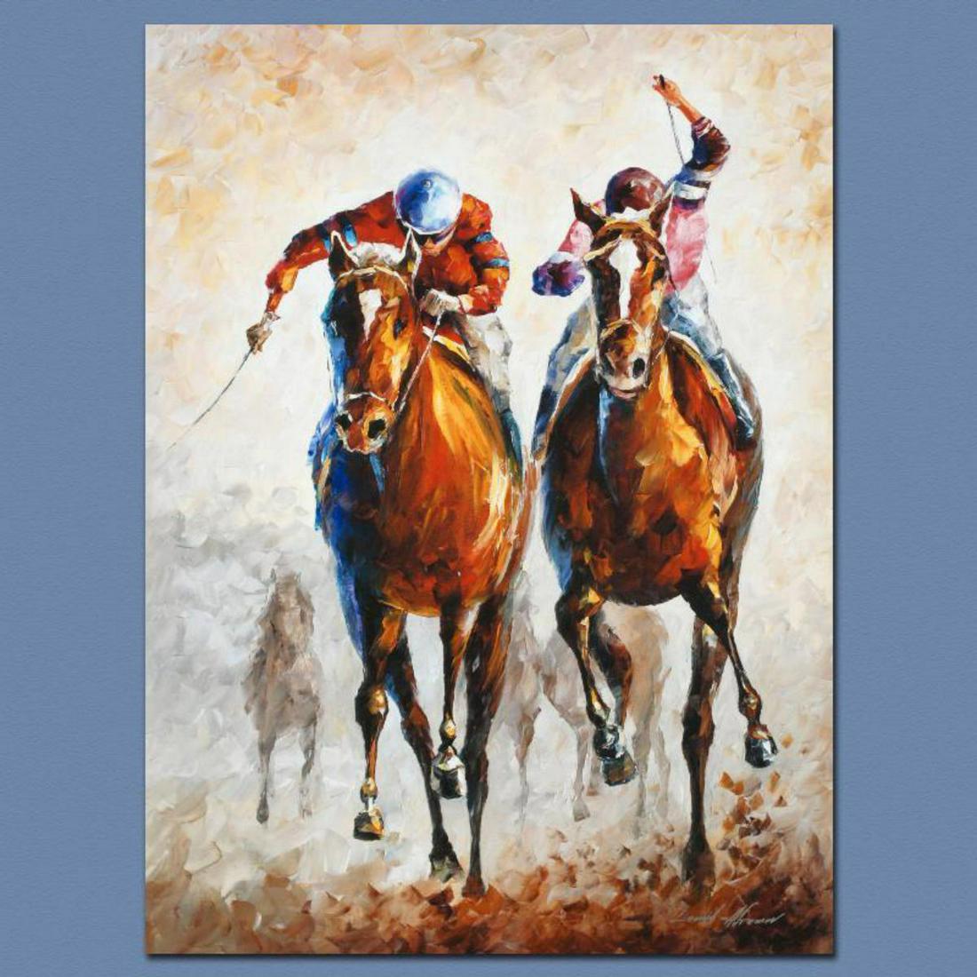 Leonid Afremov (1955-2019) "Contenders" Limited Edition: Leonid Afremov's (1955-2019) masterful use of color and texture make his paintings unique collectibles that are sure to brighten any wall. "Contenders" is a limited edition giclee on canvas. The piece