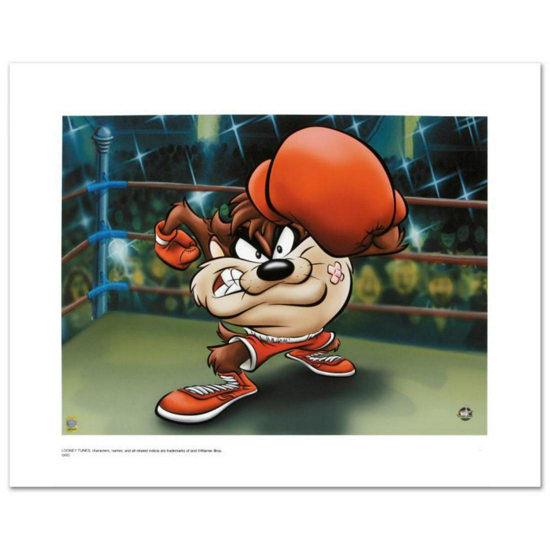 "Knockout Taz" Limited Edition Giclee from Warner: "Knockout Taz" is a limited edition giclee on paper from Warner Bros., numbered with hologram seal of Authenticity. Also, includes Certificate of Authenticity! Measures approx. 20" x 16" (with border)