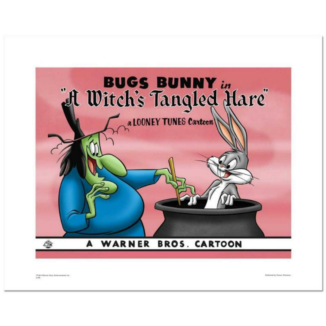 "A Witch's Tangled Hare" Numbered Limited Edition: "A Witch's Tangled Hare" is a limited edition giclee on paper from Warner Bros. featuring iconic Looney Tunes characters. The art was taken from an original Lobby Card used to promote "A Witch's Tangl