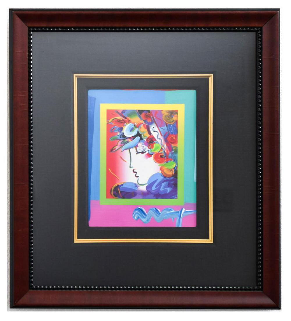 Peter Max- Original Mixed Media "Blushing Beauty on: Artist: Peter Max. Medium: Original Mixed Media. Title: Blushing Beauty on Blends 2006. Size (Unframed): 10" x 8". Certificate of Authenticity: Certificate of authenticity and appraisal from Park West