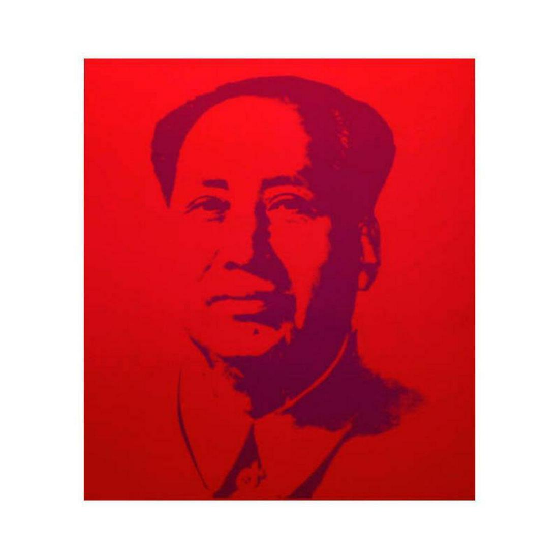 Andy Warhol- Silk Screen "Mao-Red": Artist: Andy Warhol. Medium: Silk Screen. Title: Mao-Red. Size (Unframed): 33.5" x 29.5". Additional: The piece is stamped in blue on the back with "Published by Sunday B. Morning" and "fill in your o