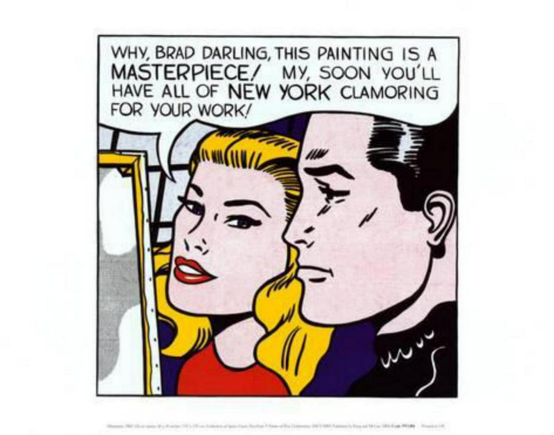 Roy Lichtenstein "Masterpiece" Offset Lithograph: Artist: Roy Lichtenstein. Medium: Offset Lithograph. Title: Masterpiece. Image Size: 14x11". Not Framed.