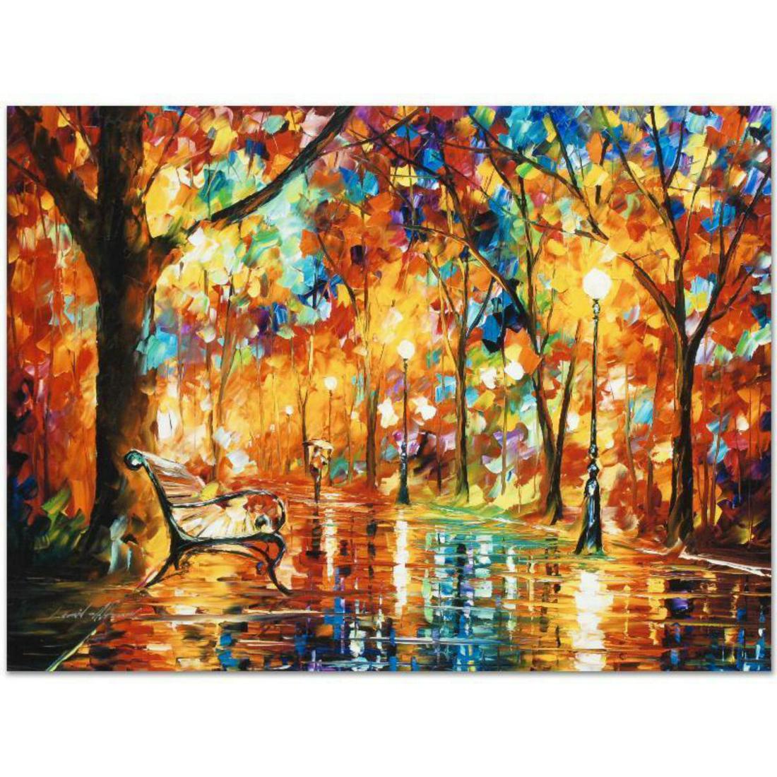 Leonid Afremov (1955-2019) "Burst of Autumn" Limited: Leonid Afremov's (1955-2019) masterful use of color and texture make his paintings unique collectibles that are sure to brighten any wall. "Burst of Autumn" is a limited edition giclee on canvas. The 