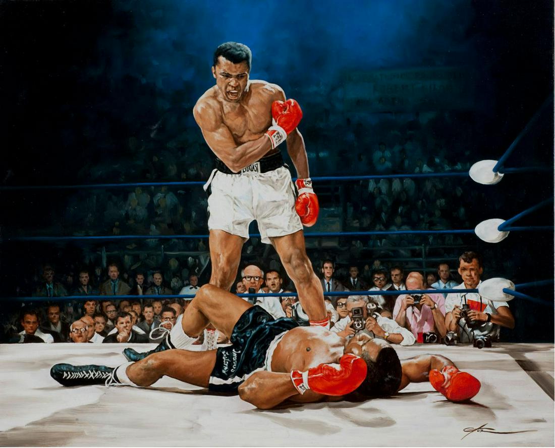 Yevgeniy Korol- Mixed Media "Ali Vs. Liston": Artist: Yevgeniy Korol. Medium: Mixed Media. Title: Ali Vs. Liston. Size (Unframed): 24" x 30". Certificate of Authenticity: From the publisher.