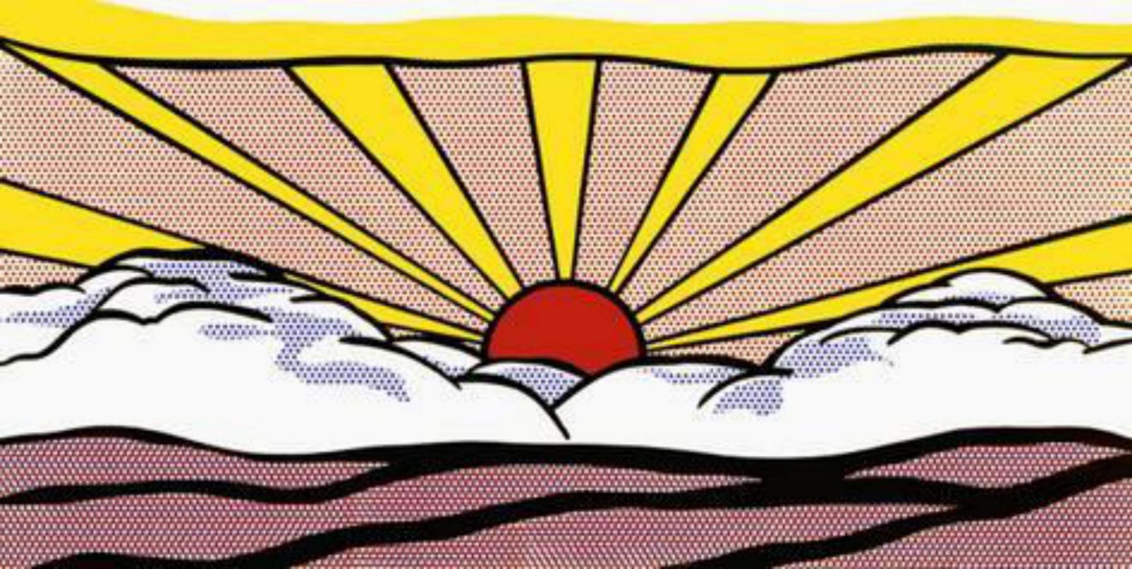 Roy Lichtenstein "Sunrise, c.1965" Offset Lithograph: Artist: Roy Lichtenstein. Medium: Offset Lithograph. Title: Sunrise, c.1965. Not Framed. Size: 39.5x19.5"