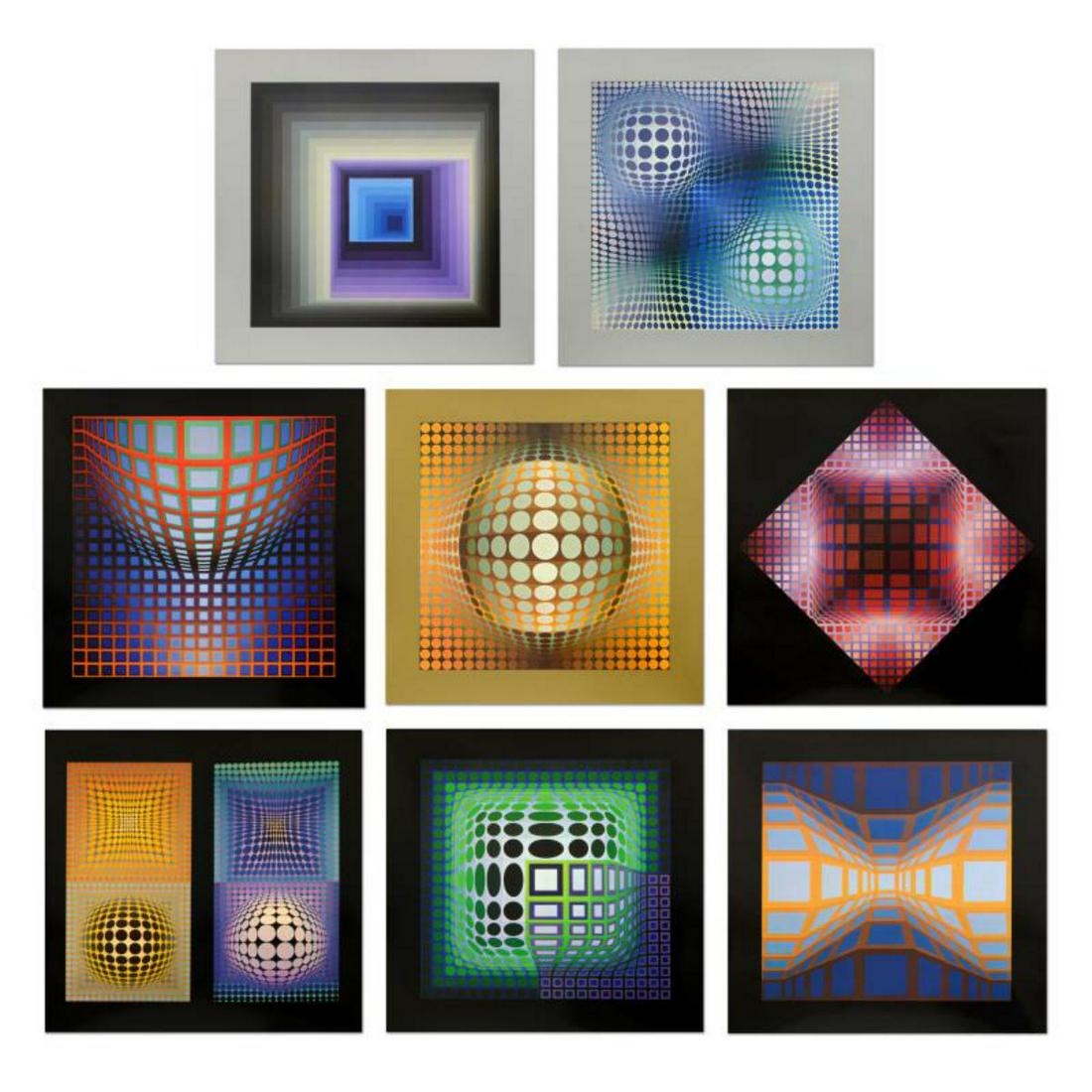 Victor Vasarely (1908-1997), "Structure Universelles Du: "Structure Universelles Du Damier Portfolio" includes 8 heliogravure prints on paper from the Editions du Griffon (1971) by Victor Vasarely (1908-1997). Each piece is titled and dated inverso. Each Pi