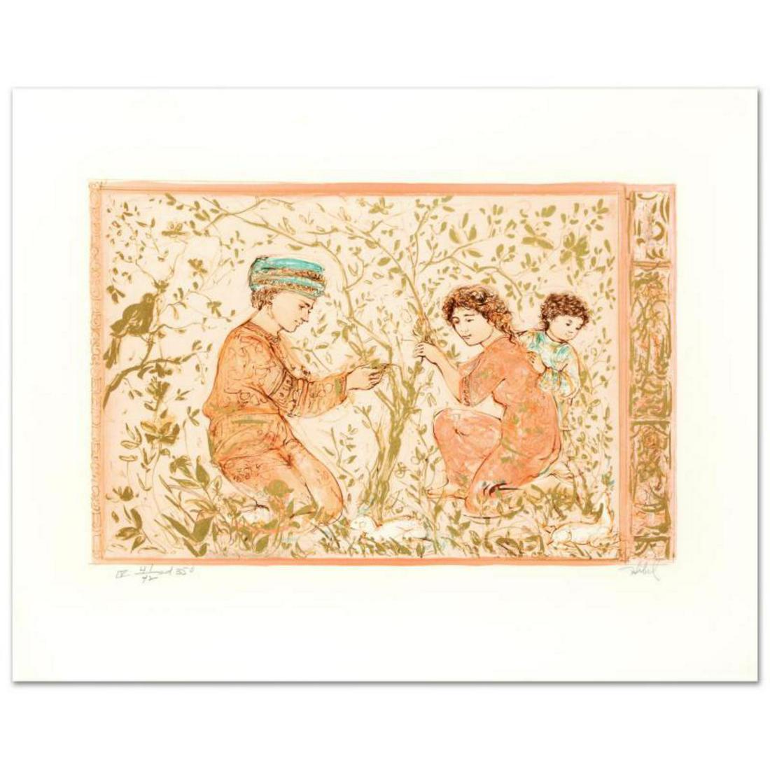 "Tree of Life" Limited Edition Lithograph by Edna Hibel: "Tree of Life" is a limited edition lithograph on paper, numbered and hand signed by Edna Hibel (1917-2014). Includes Certificate of Authenticity! Measures approx. 22.5" x 18" (with border), 17.5" x 1