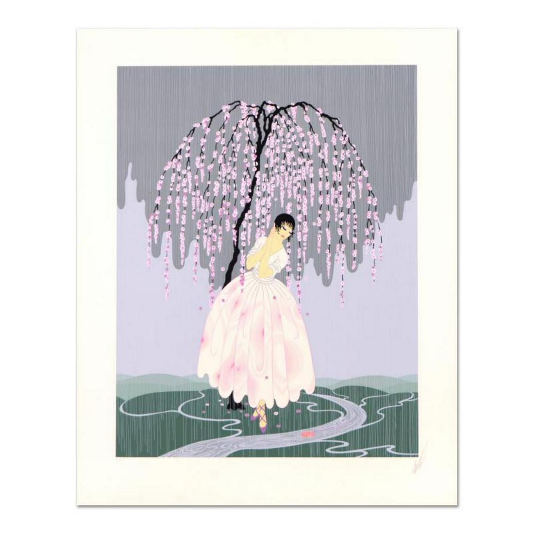 Erte (1892-1990), "Blossom Umbrella" Limited Edition: "Blossom Umbrella" is a limited edition serigraph on paper from an AP edition by Erte (1892-1990), hand signed by the artist. Includes Certificate of Authenticity. Measures approx. 23" x 29.5" (with b