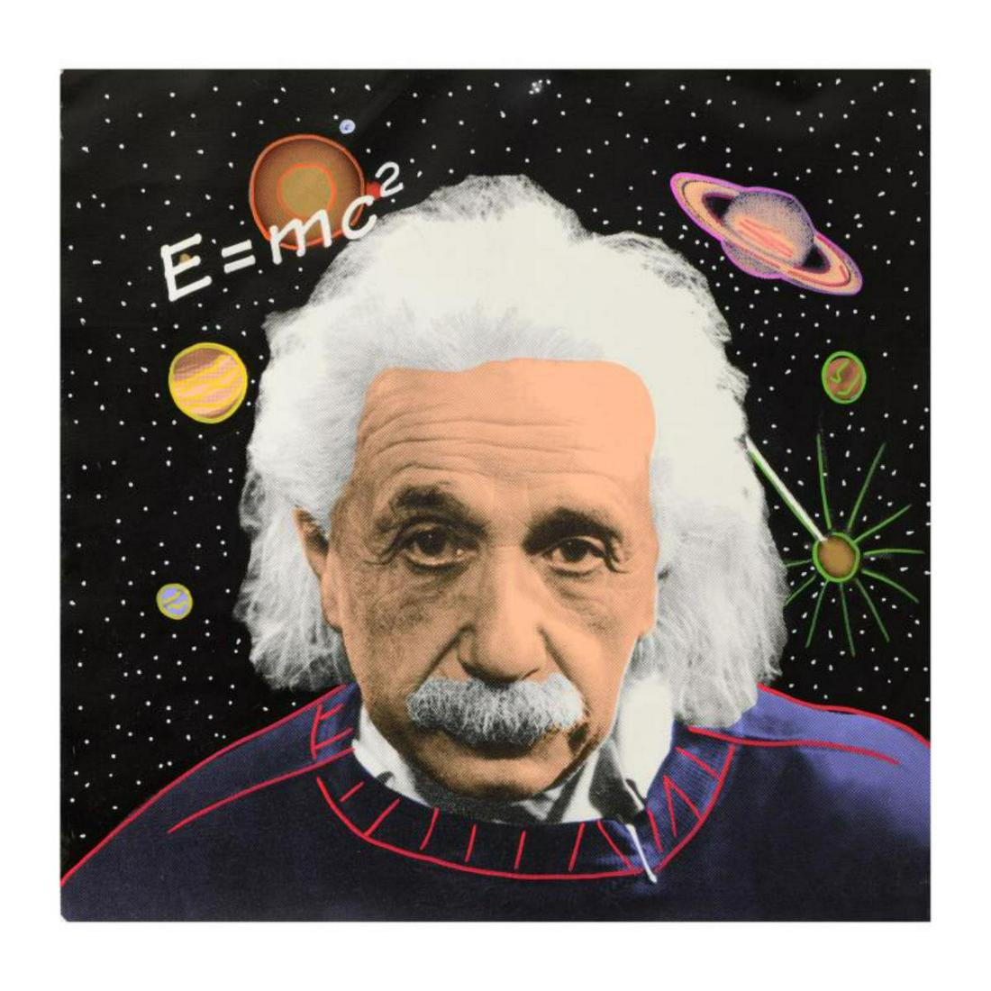 Steve Kaufman (1960-2010), "Einstein" Hand Painted: "Einstein" is a hand painted limited edition silkscreen on canvas from an HC edition by Andy Warhol protege Steve Kaufman (1960-2010). This piece is hand signed inverso. Includes Certificate of Authen