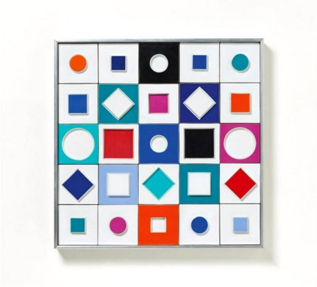 Victor Vasarely â€œWandobjektâ€ Sculpture: Title: â€œWandobjekt”. Limited edition, hand signed & numbered porcelain wall art. Size is 20” x 20” x 2.5”. Edition number /50. Mint condition. Designed to be hung on a wa