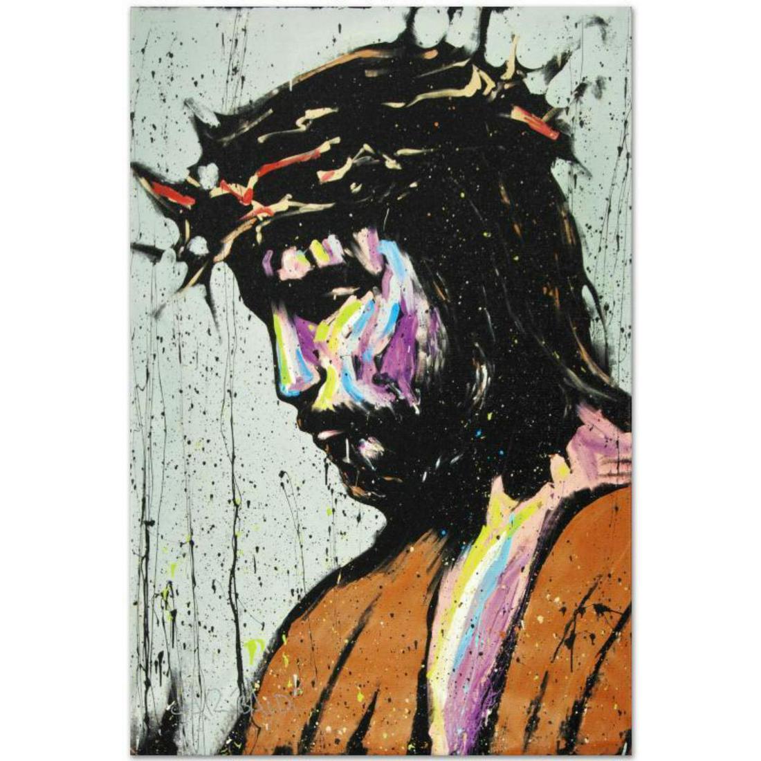 "Jesus" Limited Edition Giclee on Canvas by David: Combining his passions for music and art, David Garibaldi creates stunning visual poetry. "Jesus" is a limited edition giclee on stretched canvas, numbered from the miniature series and bearing the ar