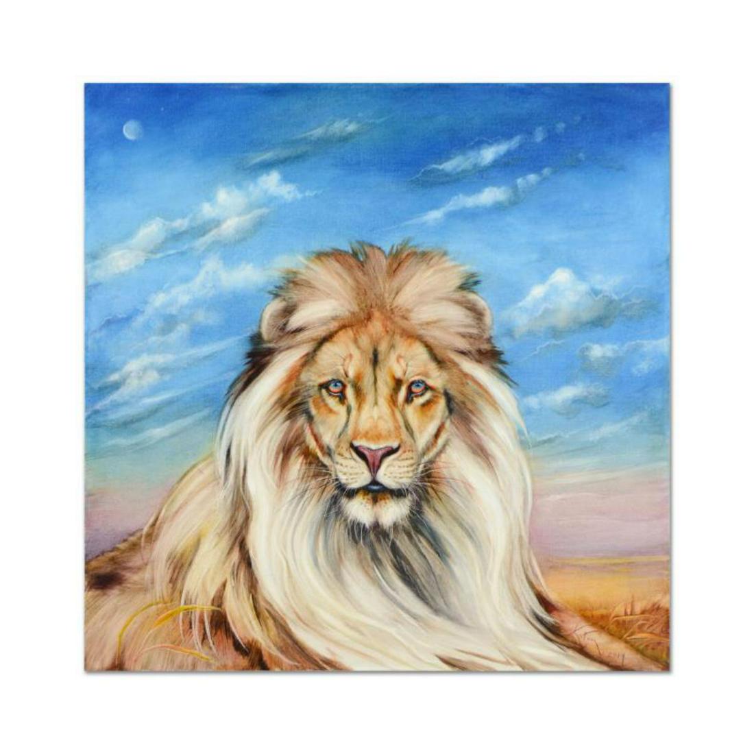 Martin Katon, "Sky Blue Lion" Original Oil Painting on: "Sky Blue Lion" is an original oil painting on stretched canvas by Martin Katon, hand signed by the artist. Includes Certificate of Authenticity. Measures approx. 30" x 30" (image). Reference #: 23818