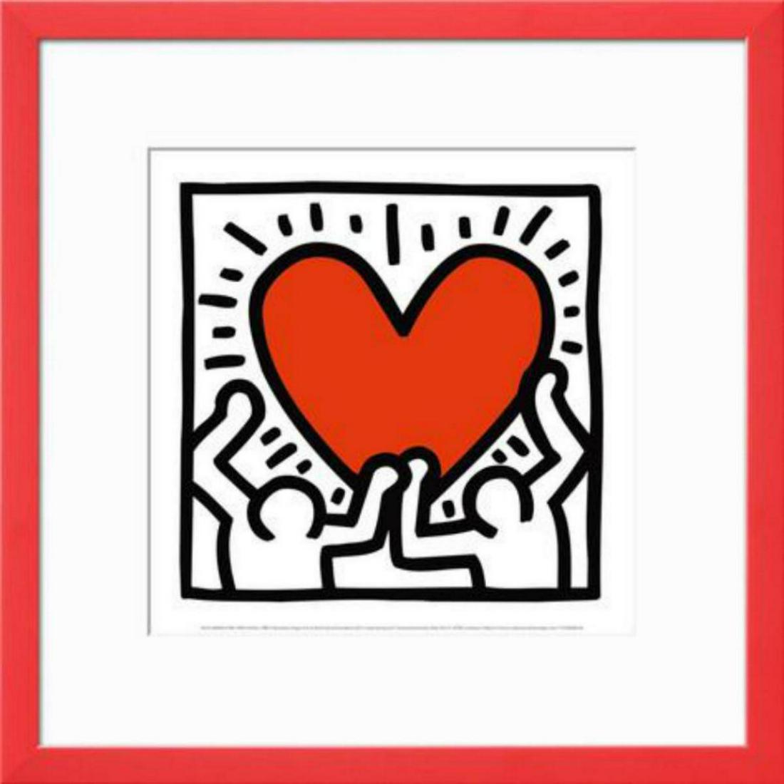 Keith Haring "Untitled" Custom Framed Offset Lithograph: Artist: Keith Haring. Medium: Offset lithograph. Title: Untitled. Frame Size: 18x18".