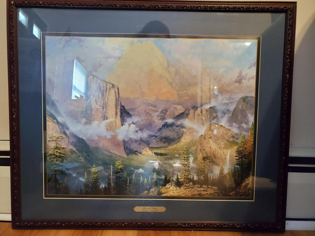 Thomas Kinkade "Yosemite Valley": Artist: Thomas Kinkade. Medium: . Title: Yosemite Valley. Size Framed: 25 5/8" x 21 1/8". Certificate of authneticity included.
