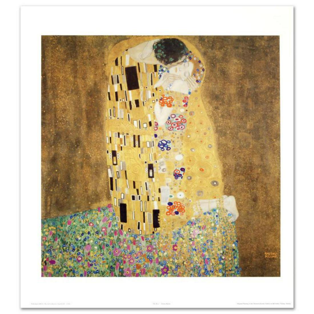 "The Kiss" Fine Art Print by Gustav Klimt (1862-1918),: "The Kiss" fine art print by Gustav Klimt (1840-1926), created with EncreLuxe printing process which captures the subtle nuance of color from the artist's palette! Measures approx. 28" x 30" (with bor