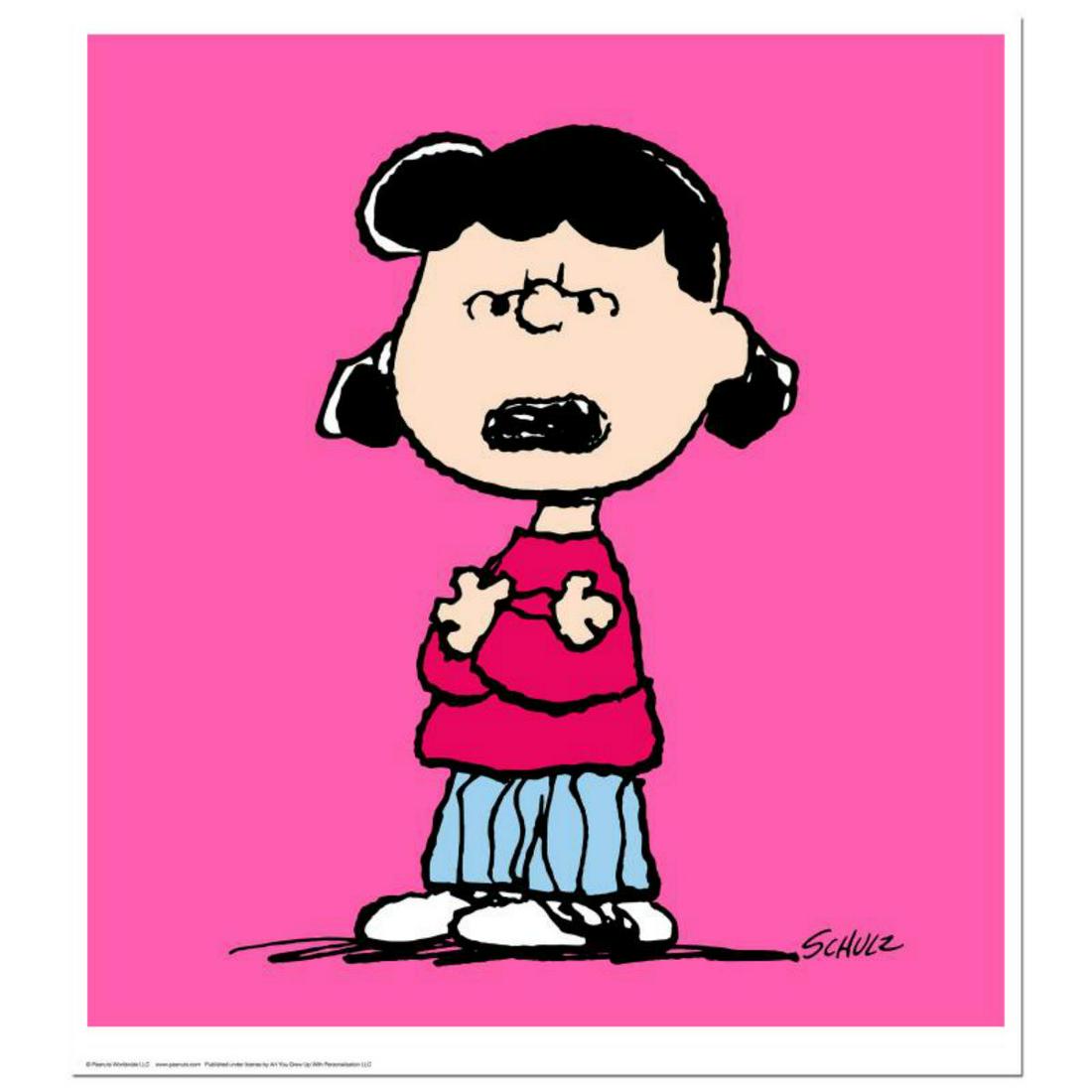 Peanuts, "Lucy: Pink" Hand Numbered Limited Edition: A vibrant and striking edition portraying the simple yet emotive art of Charles. M. Schulz, creator of PEANUTS . You'll love the color, it really POPS in person! It looks incredible on the wall and wi