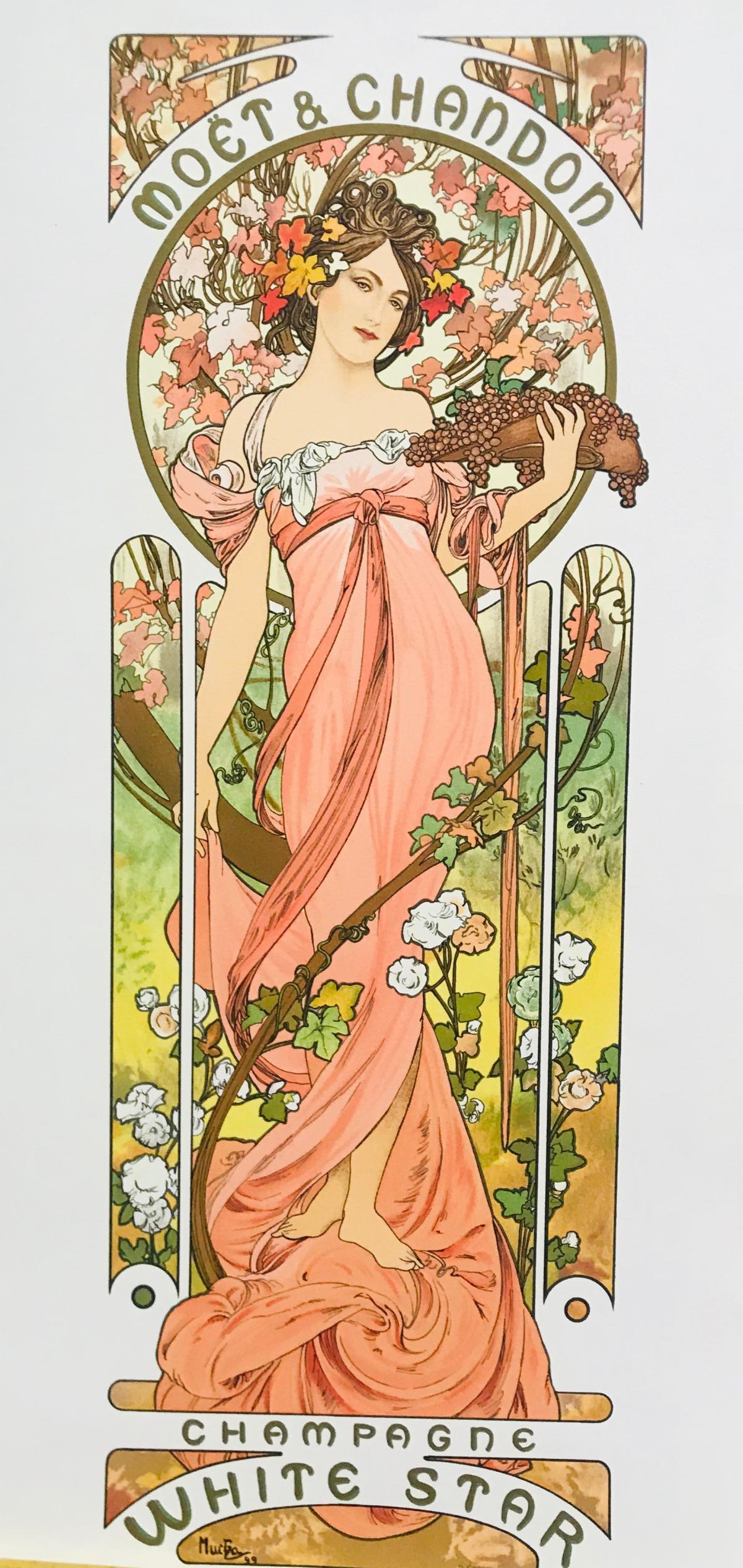 Alphonse Mucha Lithograph: Artist: Alphonse Mucha. Medium: Lithograph. Size: Approx. 26x12"