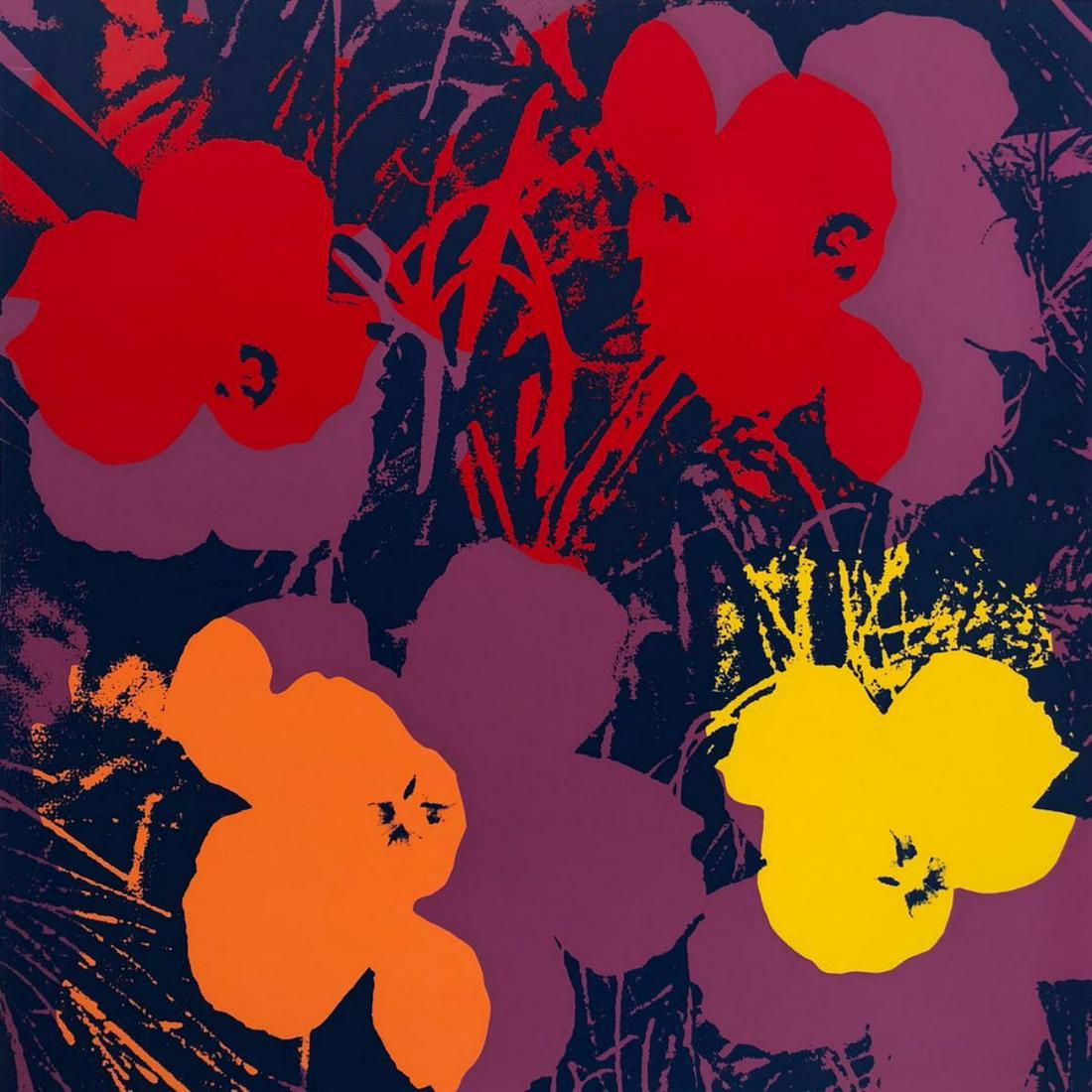 Andy Warhol- Silk Screen "Flowers 11.66": Artist: Andy Warhol. Medium: Silk Screen. Title: Flowers 11.66. Size (Unframed): 35.5" x 35.5". Additional: The piece is stamped in blue on the back with "Published by Sunday B. Morning" and "fill in 