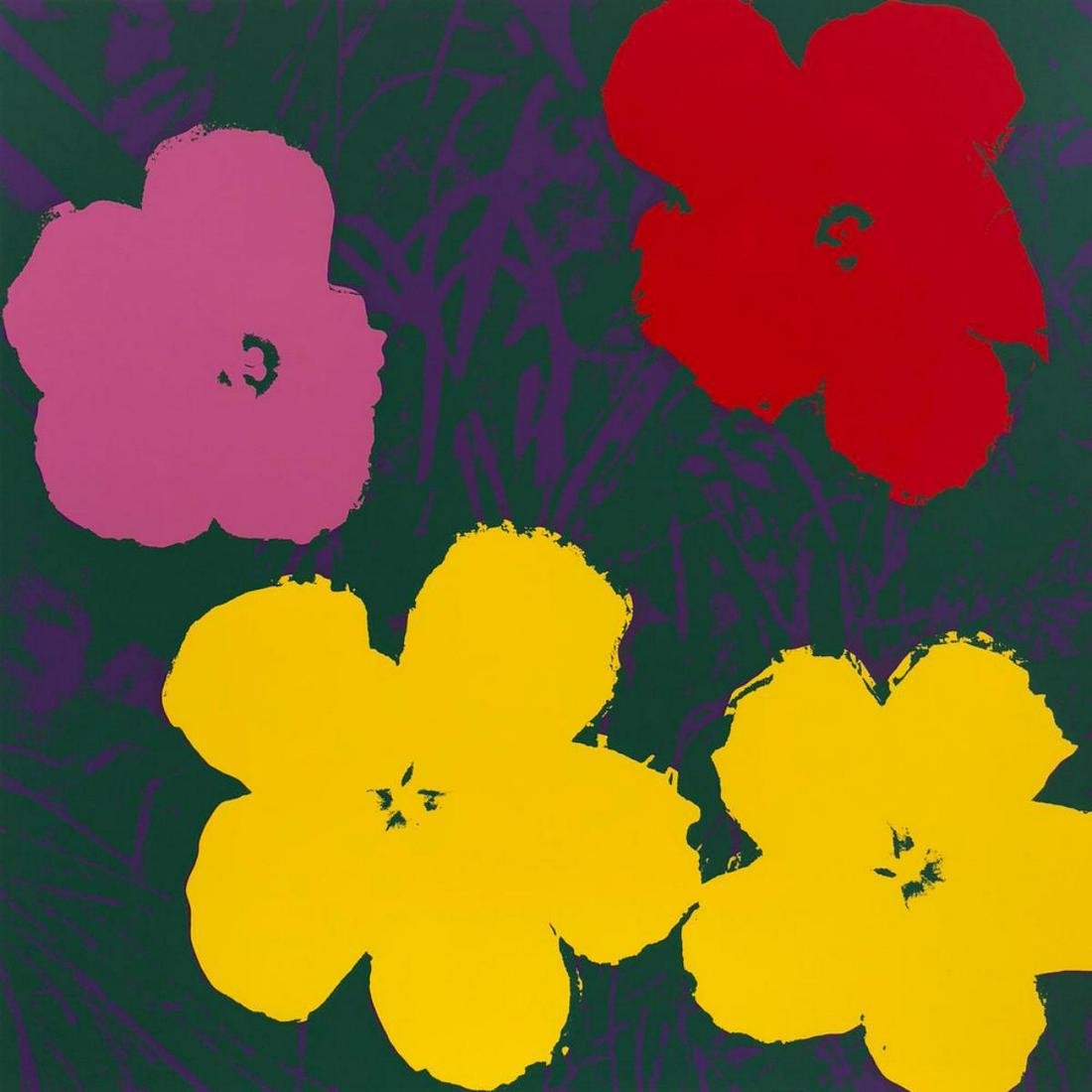 Andy Warhol- Silk Screen "Flowers 11.65": Artist: Andy Warhol. Medium: Silk Screen. Title: Flowers 11.65. Size (Unframed): 35.5" x 35.5". Additional: The piece is stamped in blue on the back with "Published by Sunday B. Morning" and "fill in 