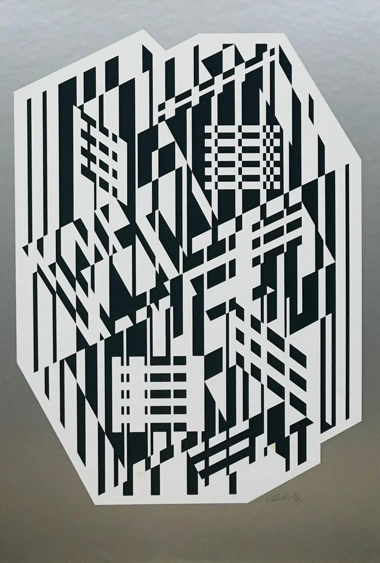 Victor Vasarely Hand Signed and Numbered Serigraph on: Artist: Victor Vasarely. Medium: Serigraph on Paper Mounted on Board. Hand Signed and Numbered. Size: 24x16"